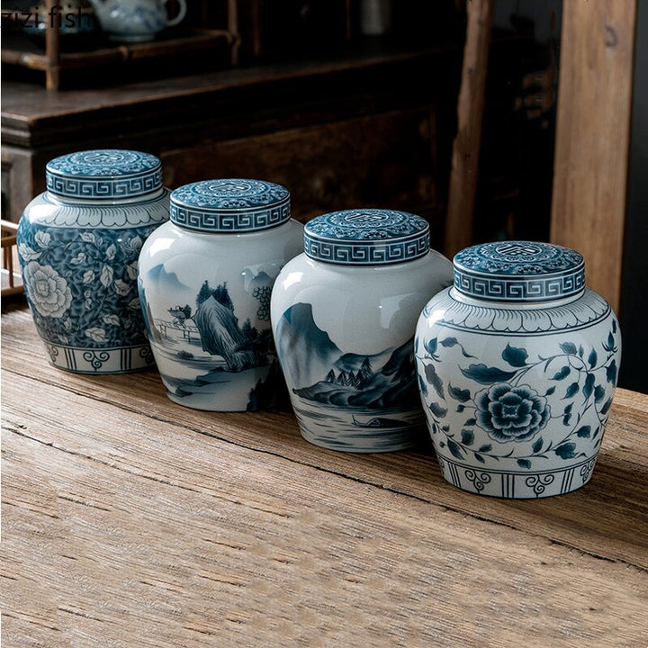 Lisslune | Ceramic airtight container tea box tea can moisture-protected storage tank tea container storage bottle tea organizer jar tea cans