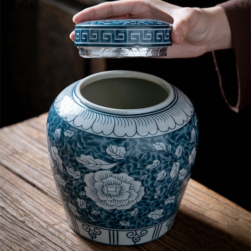 Lisslune | Ceramic airtight container tea box tea can moisture-protected storage tank tea container storage bottle tea organizer jar tea cans