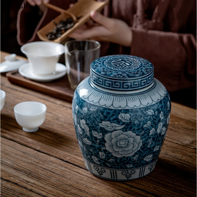 Lisslune | Ceramic airtight container tea box tea can moisture-protected storage tank tea container storage bottle tea organizer jar tea cans
