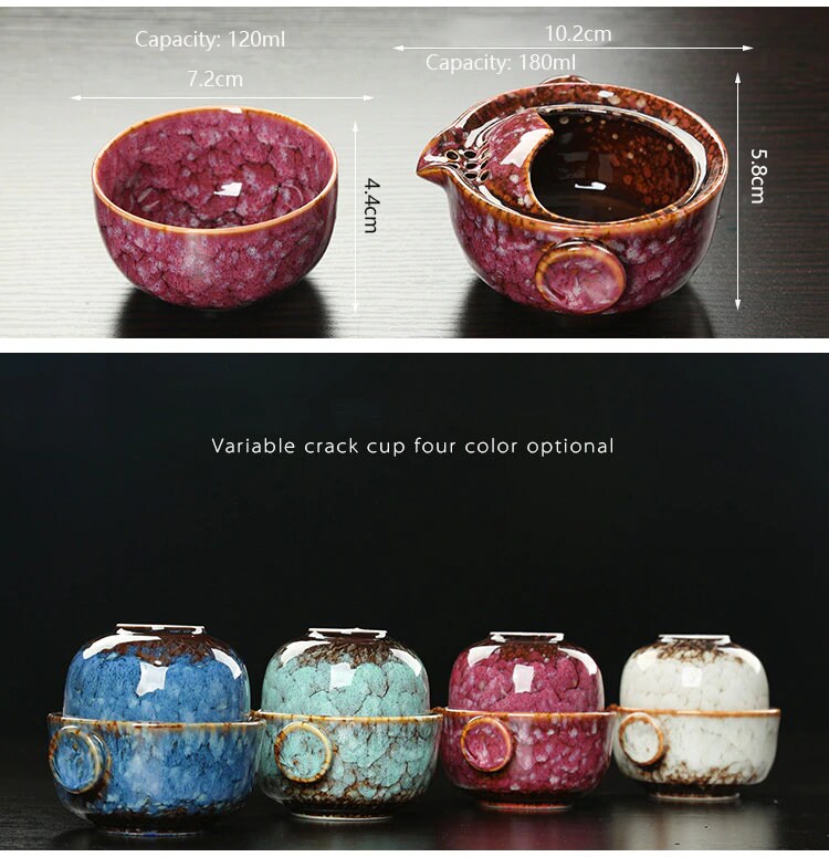Lisslune | Ceramic Gaiwan Set kuai ke Tea Set Camping Kung Fu Tea Set 1 Teapot 1 Cup Travel Teapot Coffee Cup Water Mug Office Kettle Drinking Utensils