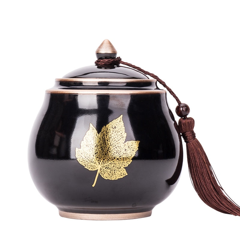 Lisslune | Ceramic Teapot Tea Cajon Tea Box Storage Tea Container Moisture-Proof Sealed Tank Storage Tank Candy Jar Storage Box