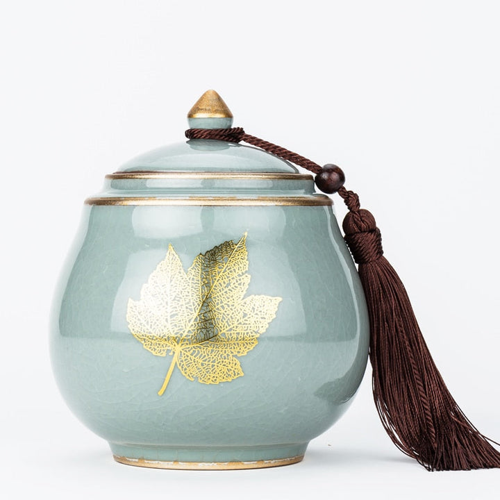 Lisslune | Ceramic Teapot Tea Cajon Tea Box Storage Tea Container Moisture-Proof Sealed Tank Storage Tank Candy Jar Storage Box
