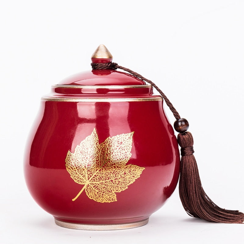 Lisslune | Ceramic Teapot Tea Cajon Tea Box Storage Tea Container Moisture-Proof Sealed Tank Storage Tank Candy Jar Storage Box