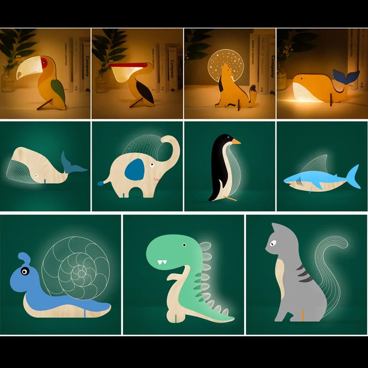 Lisslune | Charming wooden animals LED bedside lamps