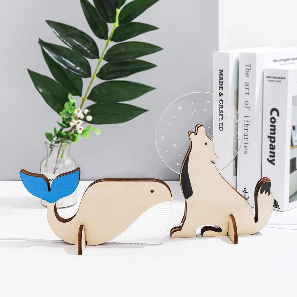 Lisslune | Charming wooden animals LED bedside lamps