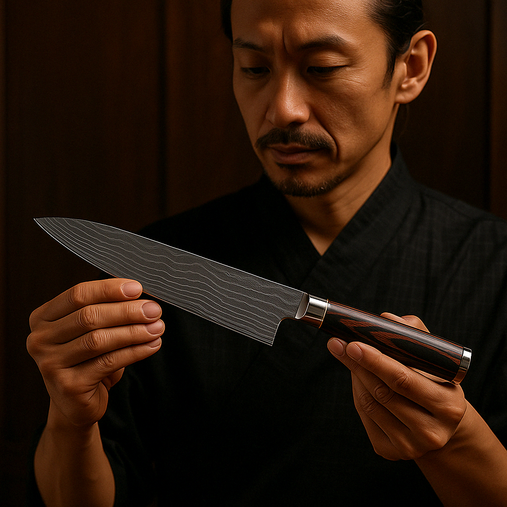 Lisslune | Damascus Steel Chef's Knife | 20 cm Blade, Ergonomic Resin Handle & Ideal for Home Cooking