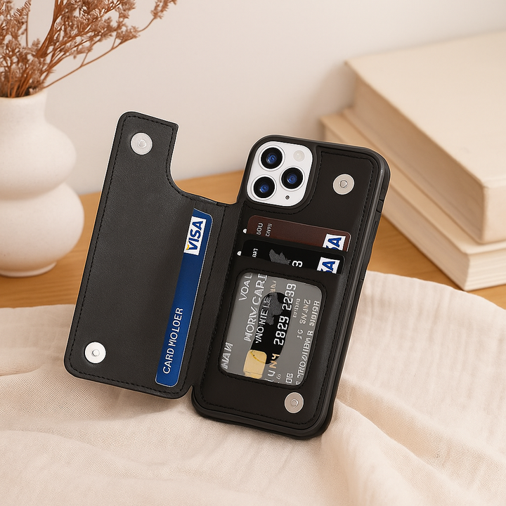 Lisslune | Leather Phone Case with Card Slots and Magnetic Closure Wallet