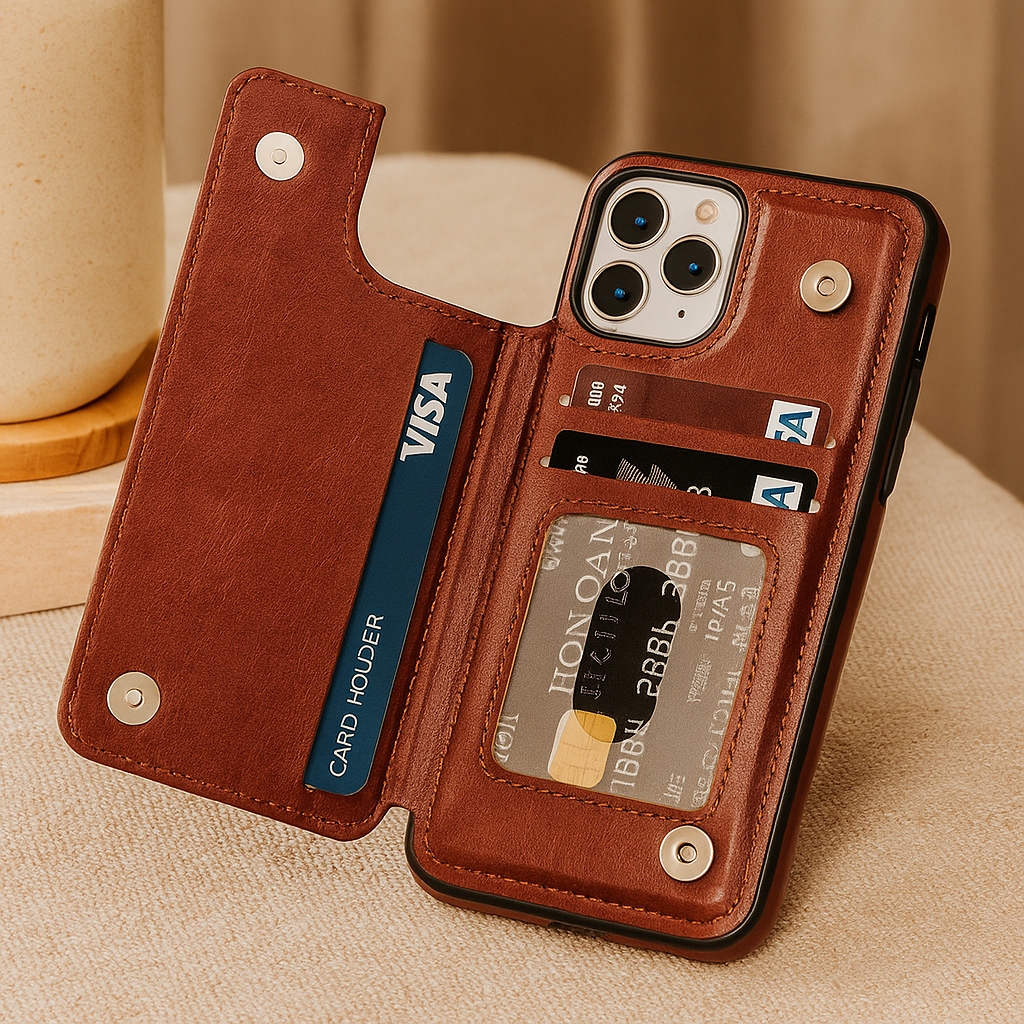 Lisslune | Leather Phone Case with Card Slots and Magnetic Closure Wallet