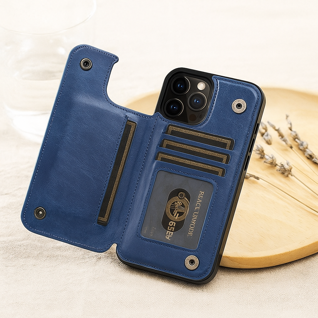Lisslune | Leather Phone Case with Card Slots and Magnetic Closure Wallet