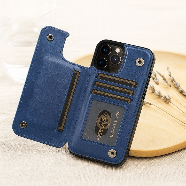 Lisslune | Leather Phone Case with Card Slots and Magnetic Closure Wallet