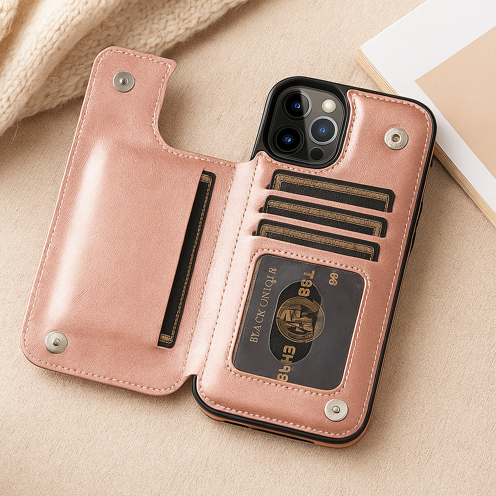 Lisslune | Leather Phone Case with Card Slots and Magnetic Closure Wallet