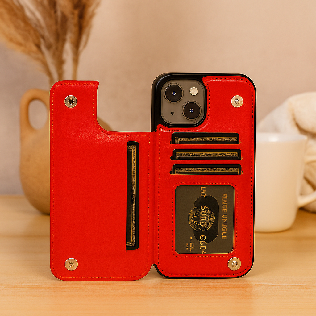 Lisslune | Leather Phone Case with Card Slots and Magnetic Closure Wallet