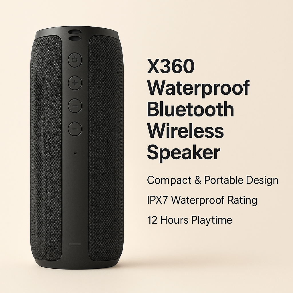 Lisslune | Best Waterproof Bluetooth Wireless Speaker x360 Compact Small