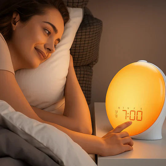 Lisslune | Wake-Up Sun Lamp Alarm Clock | Gradual Sunrise Glow & Customizable Sounds for Gentle Mornings