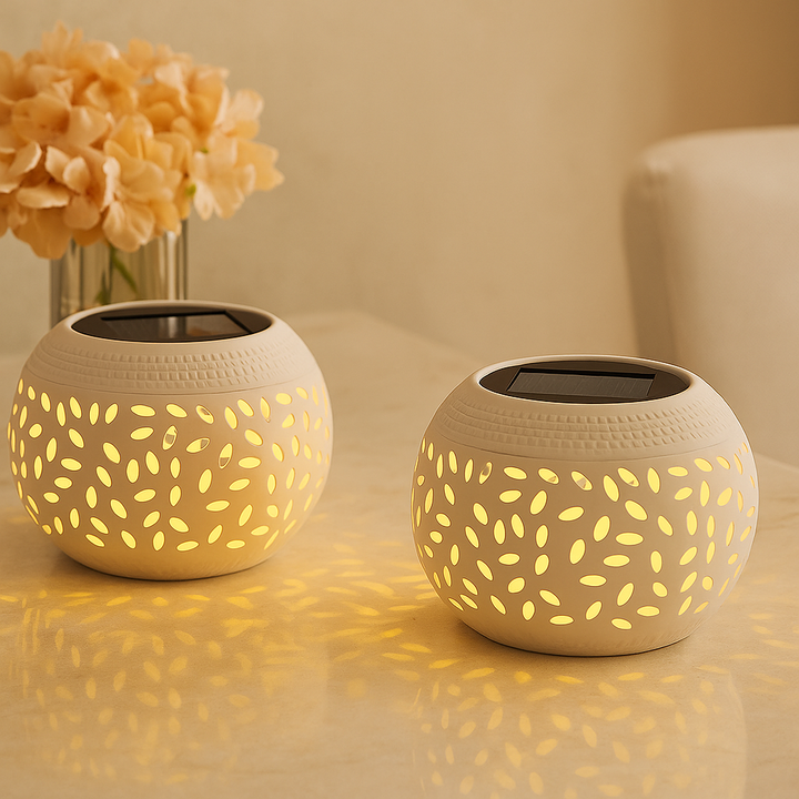 Lisslune | LumaWeave – Solar-powered table lamp with punched pattern