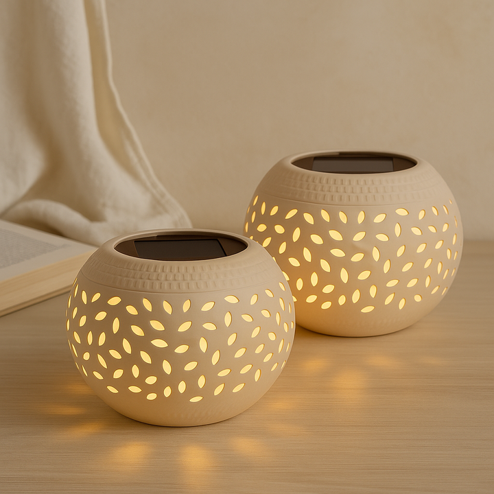 Lisslune | LumaWeave – Solar-powered table lamp with punched pattern