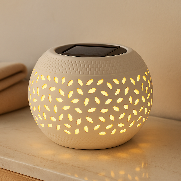 Lisslune | LumaWeave – Solar-powered table lamp with punched pattern
