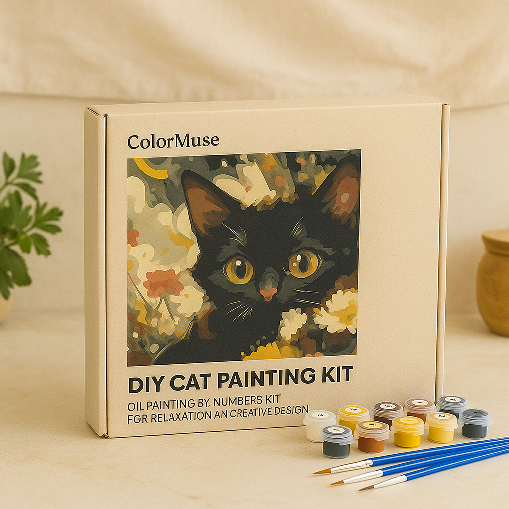 Lisslune | ColorMuse DIY Cat Painting Set – Oil Painting by Numbers Kit for Relaxation and Creative Design