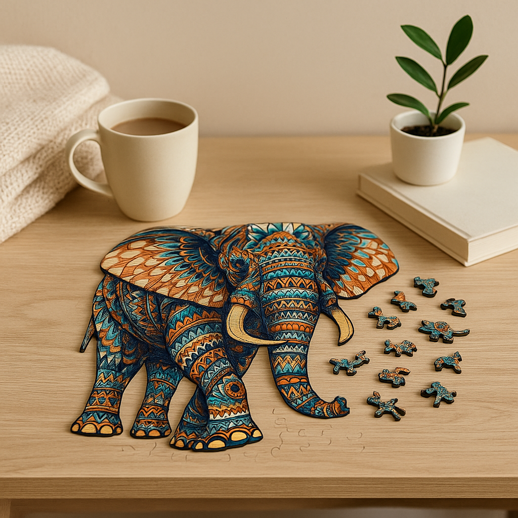 Lisslune | EleMind Elephant-shaped Wooden Puzzle – Animal Brain Wind Chime for Adults