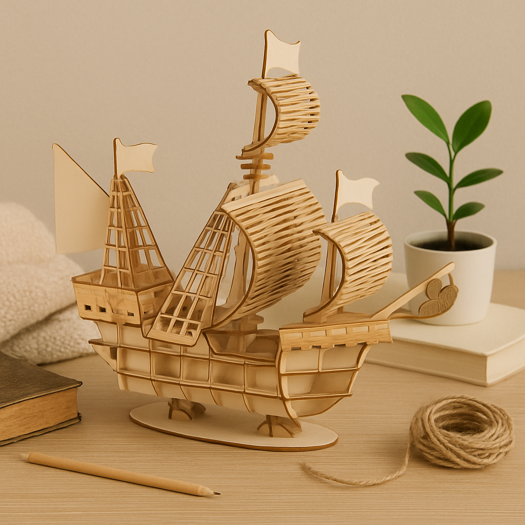 Lisslune | SailCraft 3D DIY Wood Sailing Boat Puzzle Model – Decoration Set for Home and Office