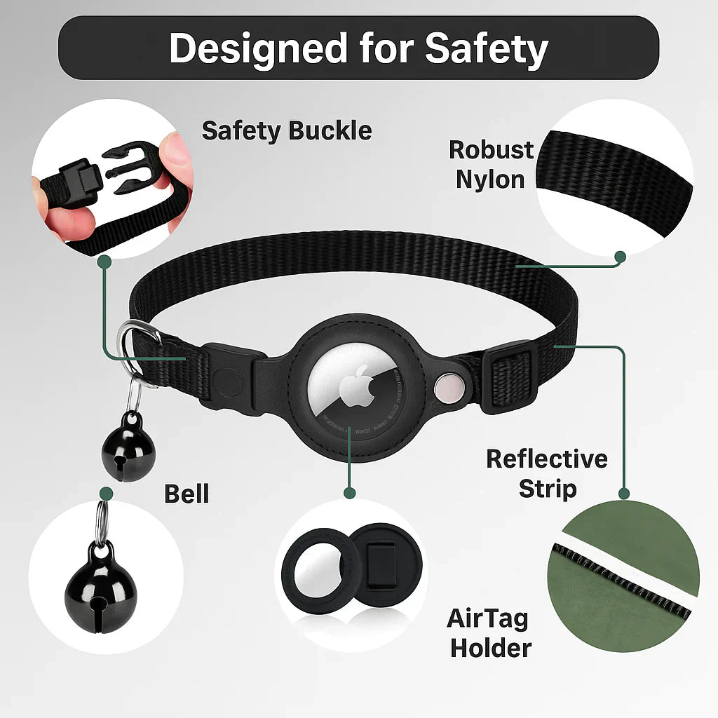 Lisslune | Cat GPS Tracker Collar | Quick Release Closure, Reflective Design & Durable for Outdoor Safety Adventures