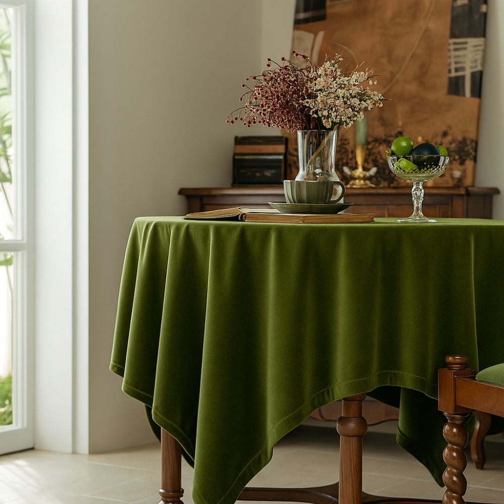 Lisslune | Château Olive Velvet Tablecloth