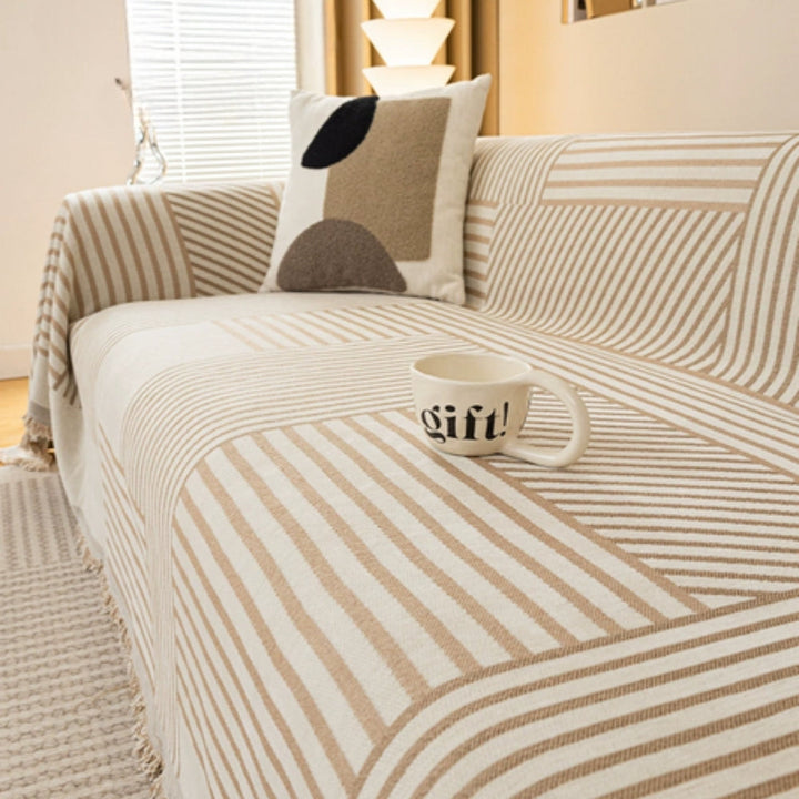 Lisslune | Chenille Striped Tassel Sofa Cover