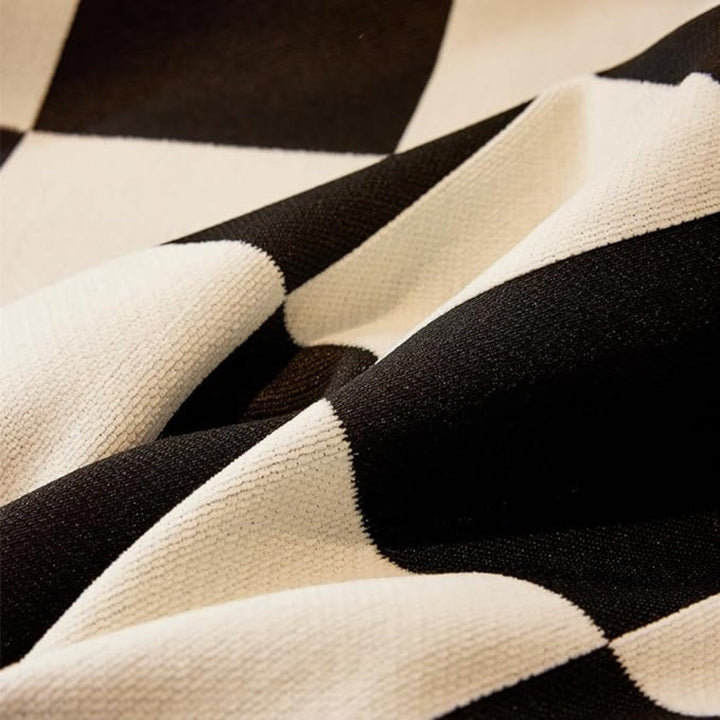 Lisslune | Chess Board Chic Tasseled Sofa Cover