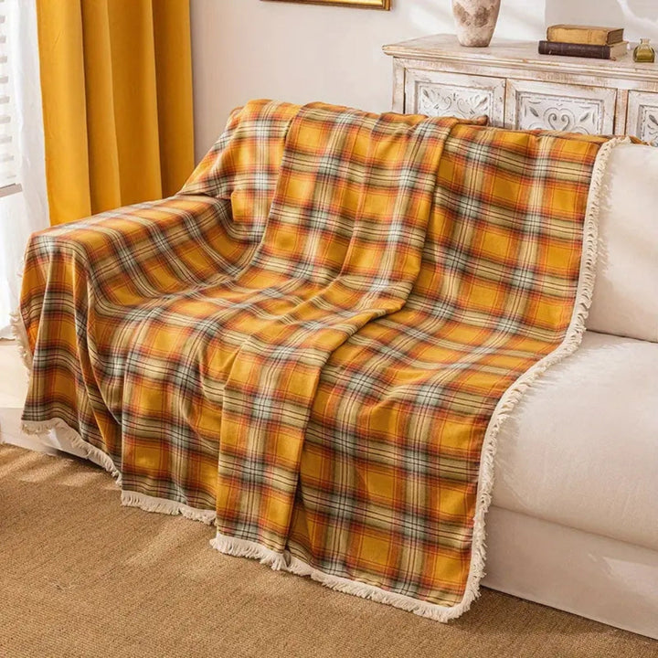 Lisslune | Autumn Chestnut Plaid Sofa Cover