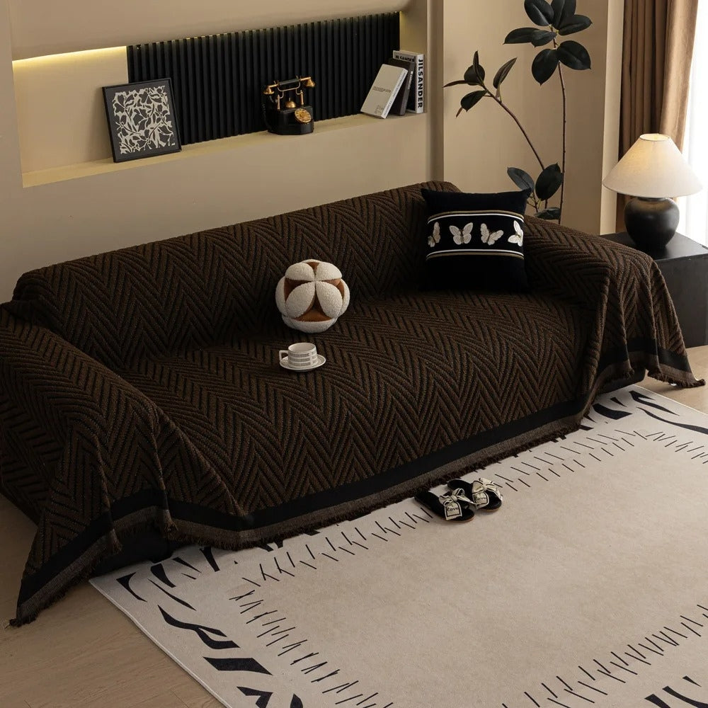 Lisslune | Chevron Herringbone Tassel Sofa Cover