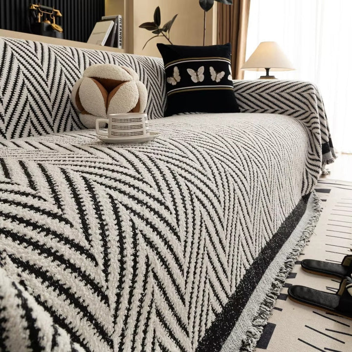 Lisslune | Chevron Herringbone Tassel Sofa Cover