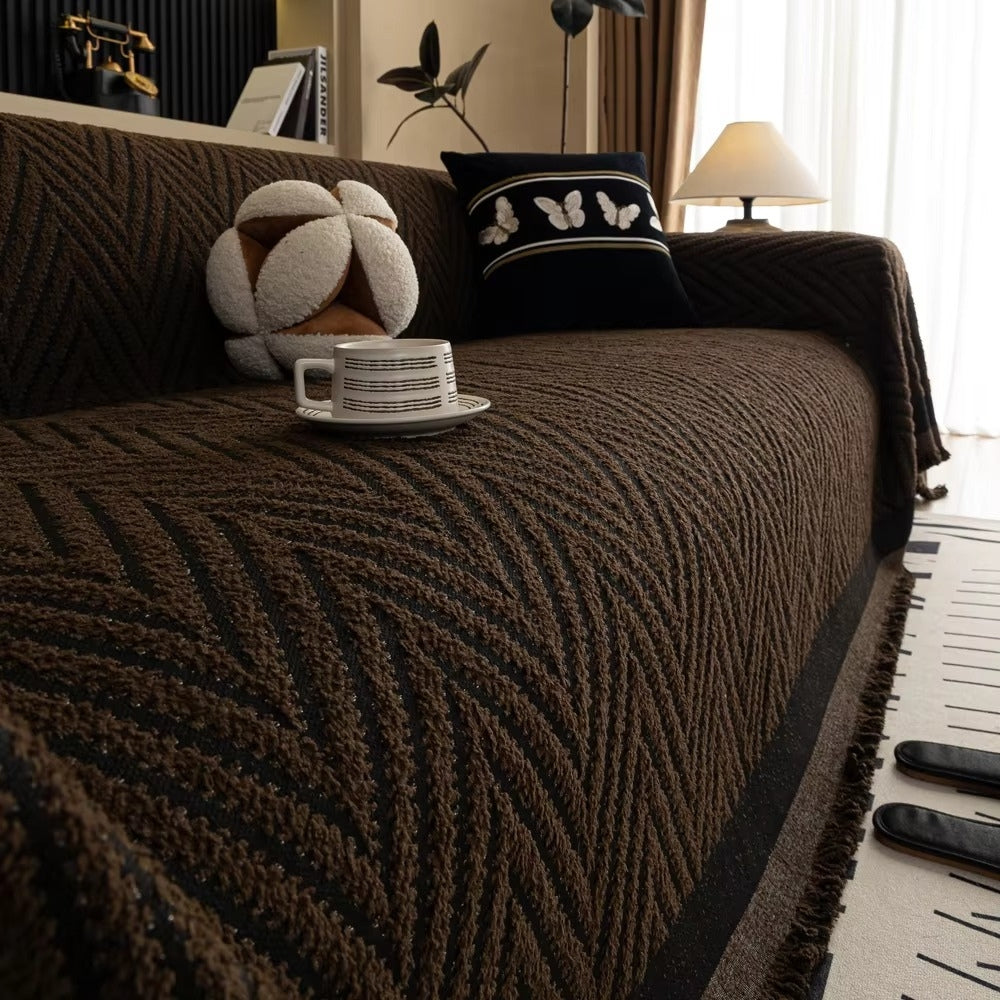 Lisslune | Chevron Herringbone Tassel Sofa Cover