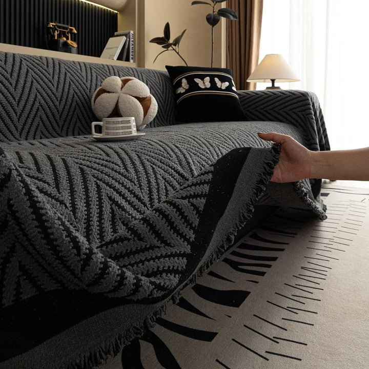 Lisslune | Chevron Herringbone Tassel Sofa Cover