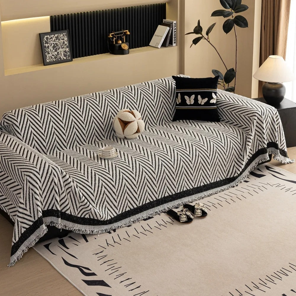 Lisslune | Chevron Herringbone Tassel Sofa Cover