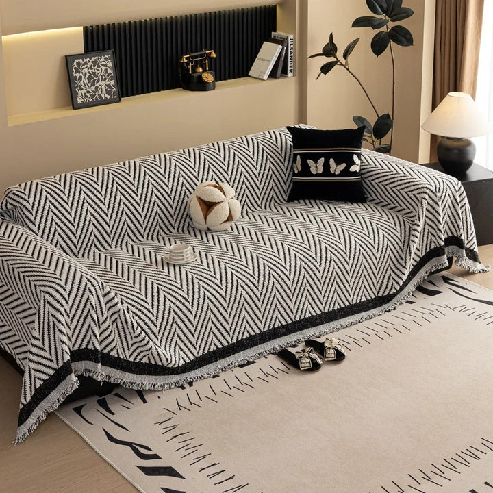 Lisslune | Chevron Herringbone Tassel Sofa Cover
