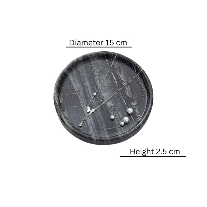 Lisslune | Circular Black Marble Jewelry Tray