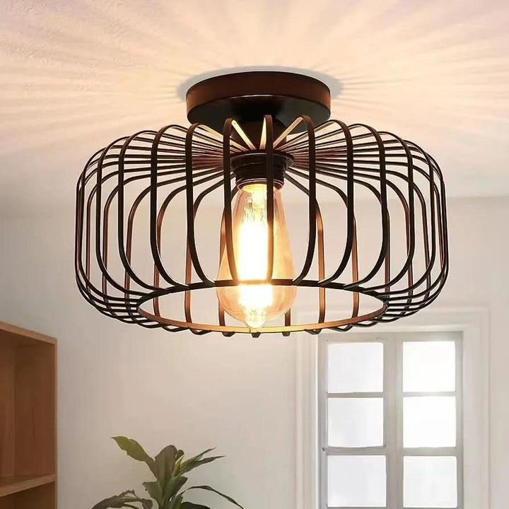 Lisslune | Modern Birdcage E26 Ceiling Light – Iron Flush Mount Fixture
