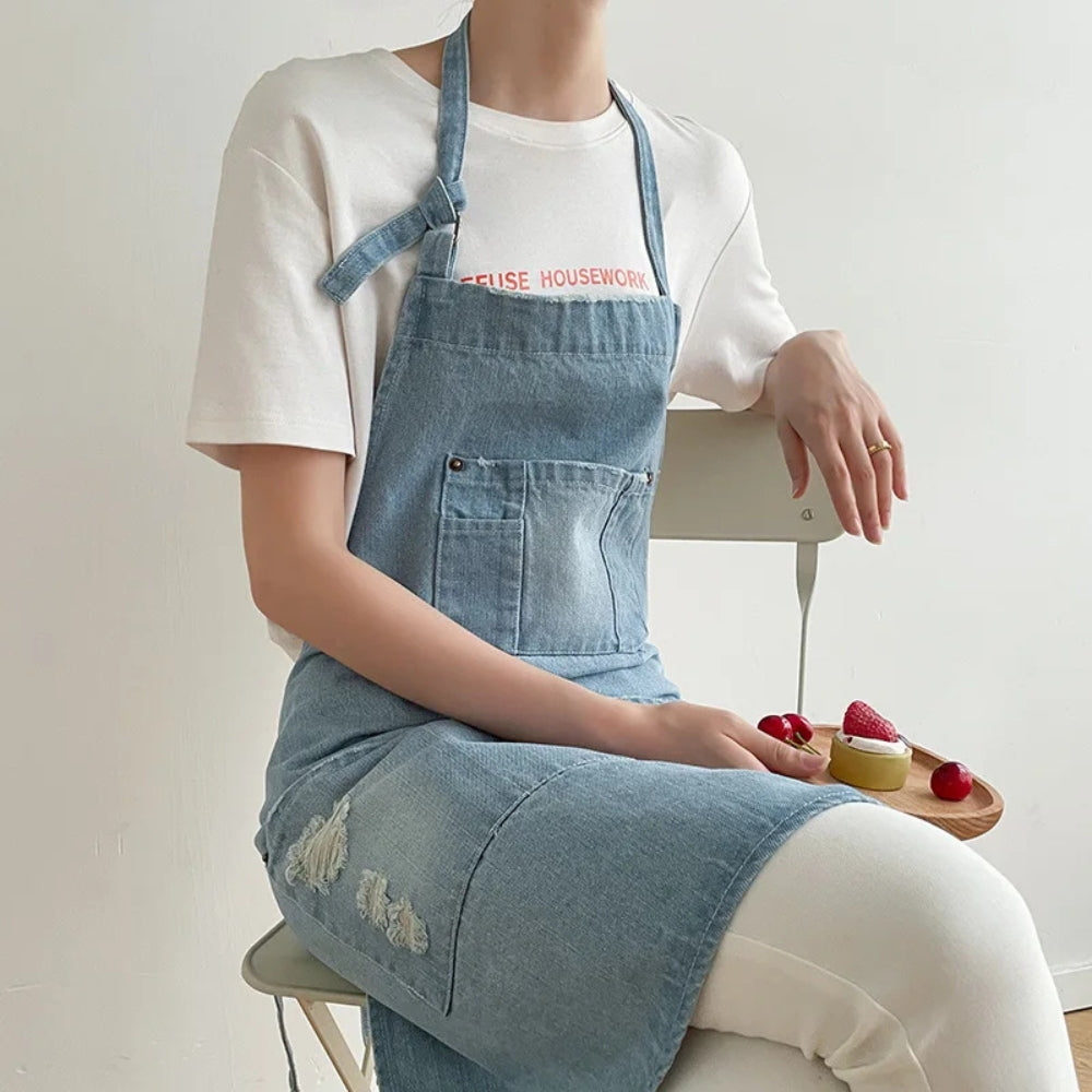 Lisslune | Classic Blue Denim Pocket Apron