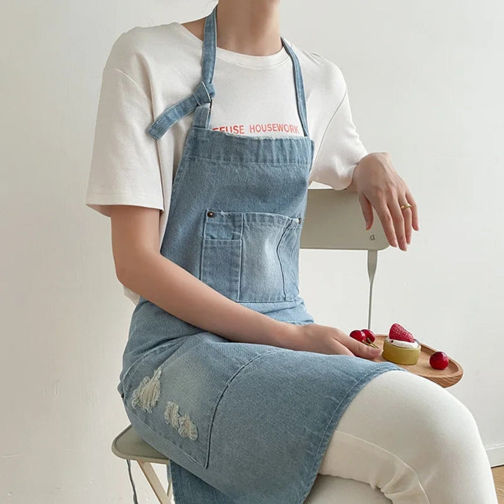 Lisslune | Classic Blue Denim Pocket Apron