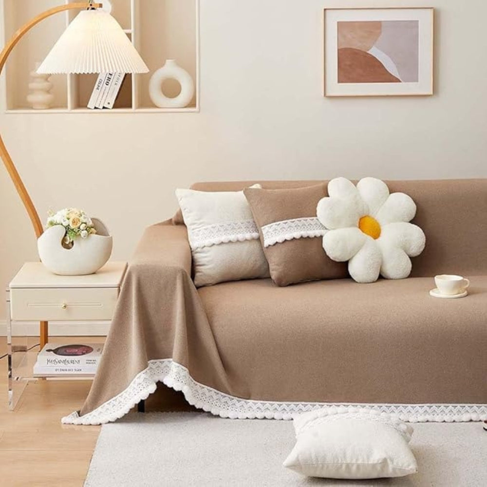 Lisslune | Classic Chenille Lace Edge Sofa Cover