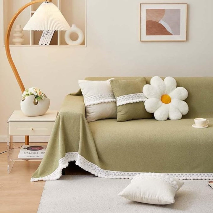 Lisslune | Classic Chenille Lace Edge Sofa Cover