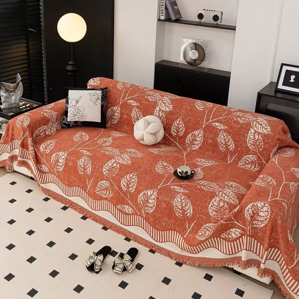 Lisslune | Classic Chenille Leaf Sofa Cover