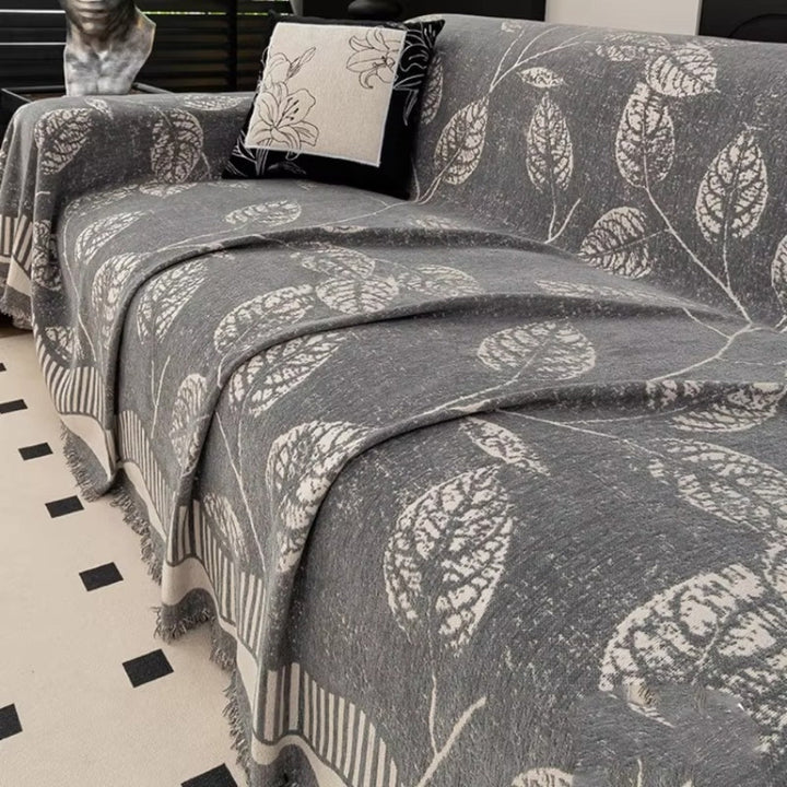Lisslune | Classic Chenille Leaf Sofa Cover