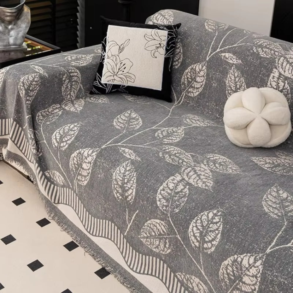 Lisslune | Classic Chenille Leaf Sofa Cover