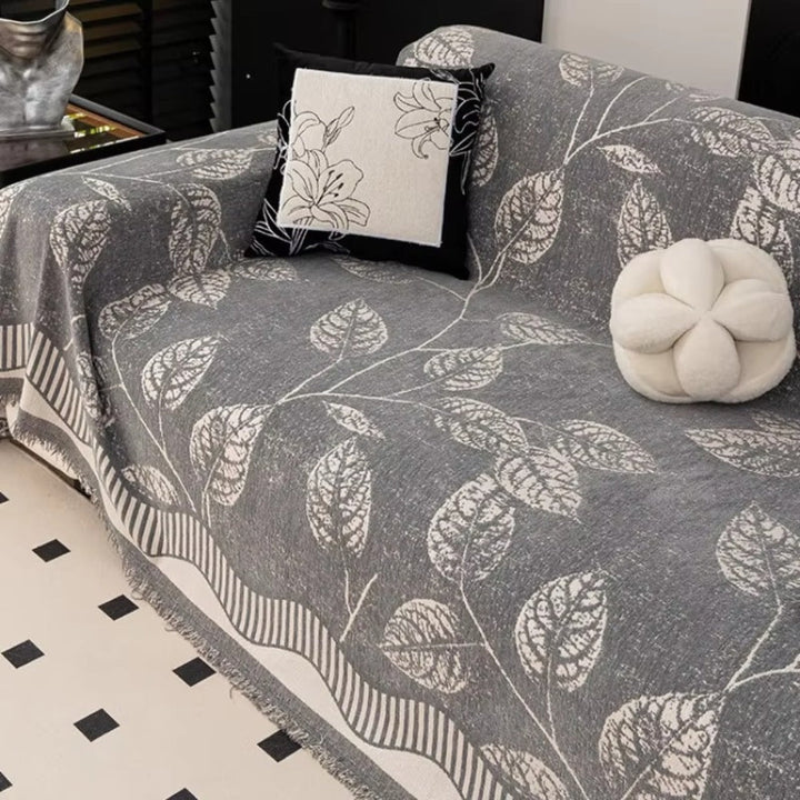 Lisslune | Classic Chenille Leaf Sofa Cover