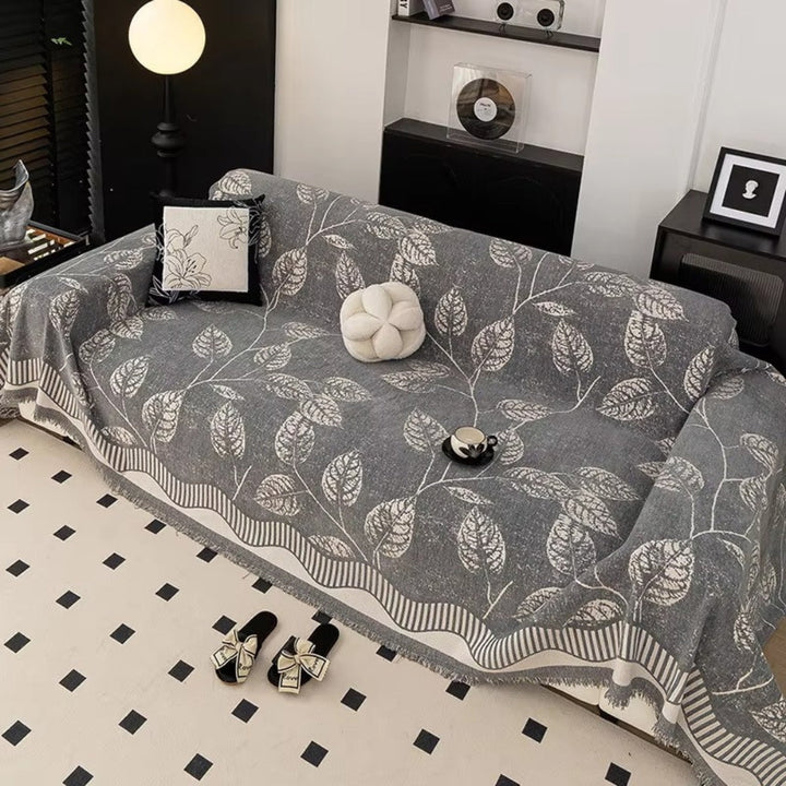 Lisslune | Classic Chenille Leaf Sofa Cover