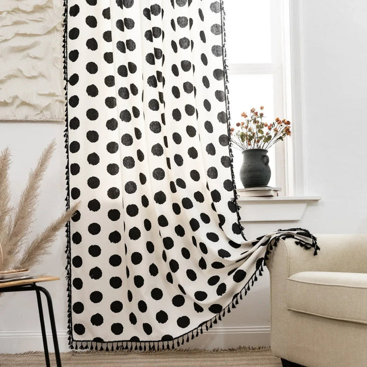 Lisslune | Chic Polka Dot Tassel Window Curtain