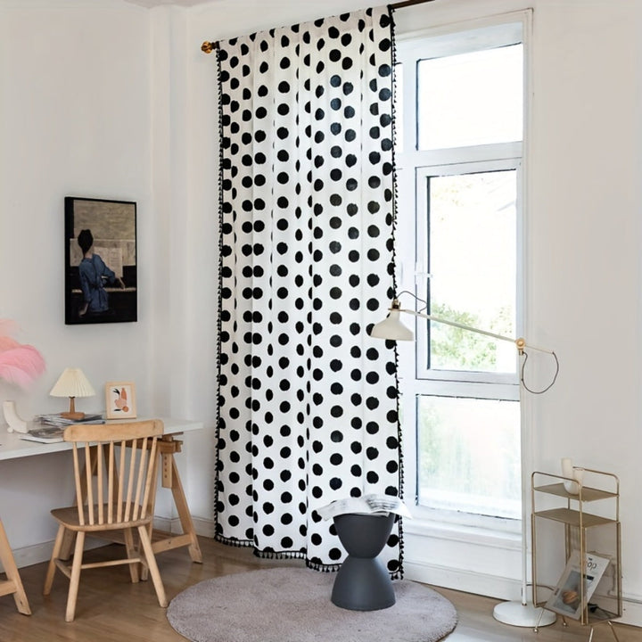 Lisslune | Chic Polka Dot Tassel Window Curtain