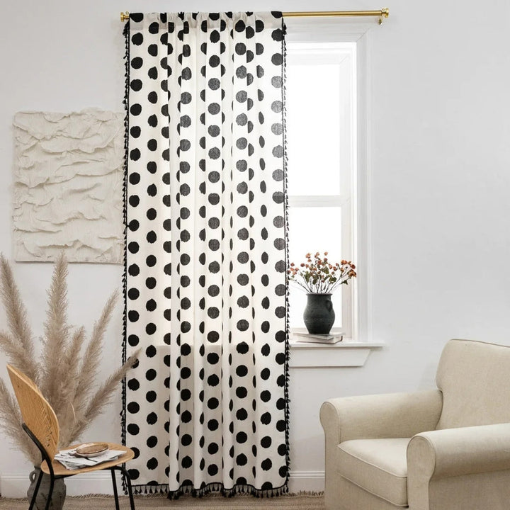 Lisslune | Chic Polka Dot Tassel Window Curtain