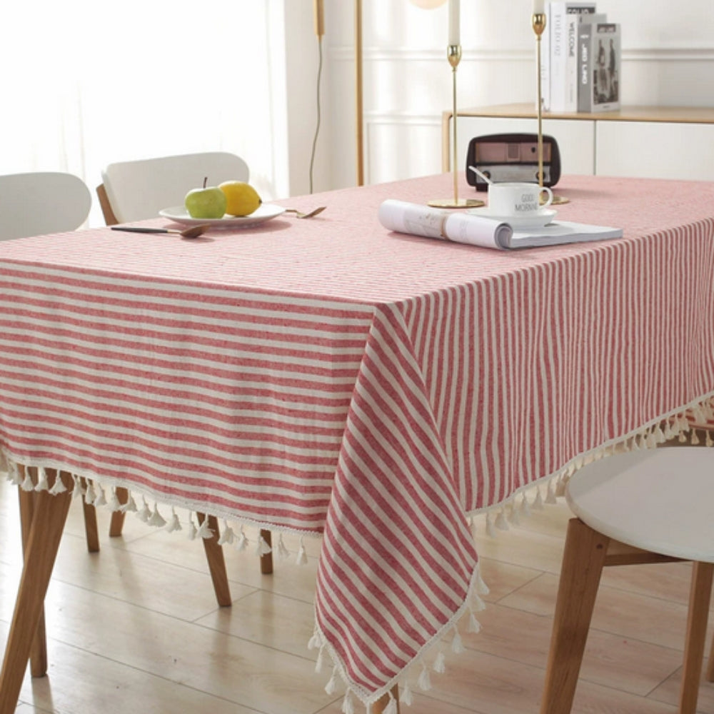 Lisslune | Classic Striped Tassel Table Cloth